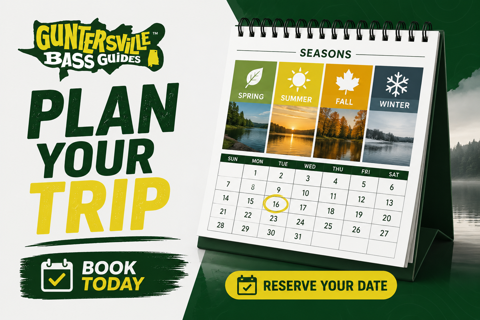 Plan a guided Lake Guntersville fishing trip around the seasonal window